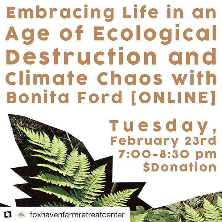 "Embracing Life in an Age of Ecological Destruction and Climate Chaos" Mini Online Workshop with Bonita Eloise Ford
