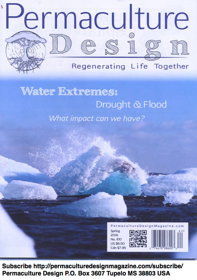 Permaculture Design Magazine cover on Water Extremes: Drought & Flood